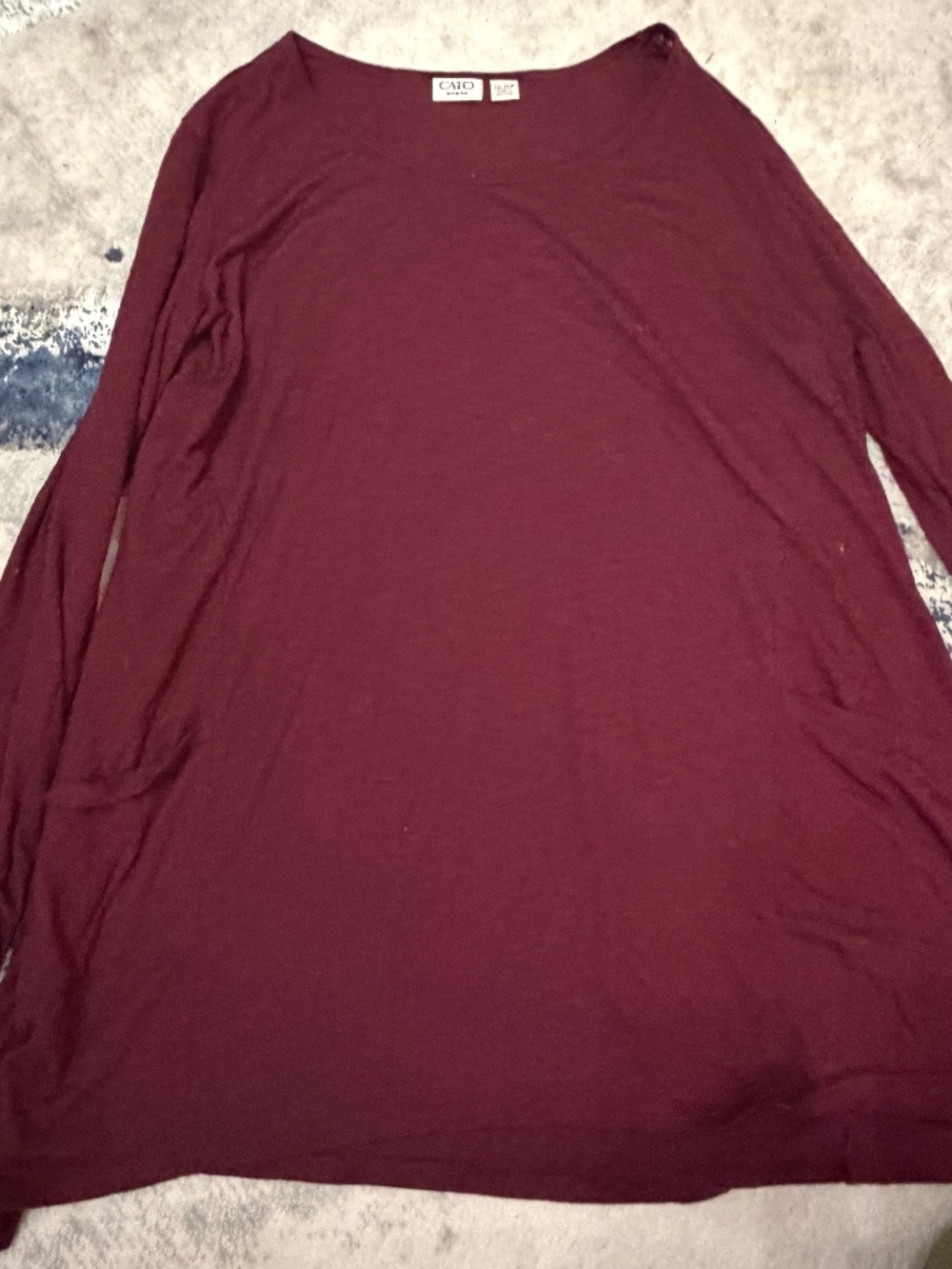 Cato Woman 22/24 Burgundy Bell Sleeve Tunic Top Plus Size